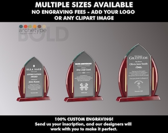 BOLD/RADIANCE | Acrylic Award | Corporate Gift | Multiple Sizes | Custom Engraved Plaque | Recognition | Acrylic | No Engraving Fee