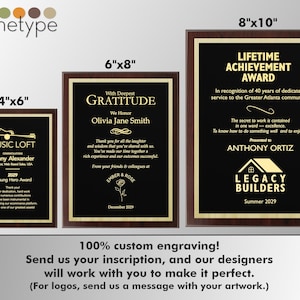 APEX/CLASSIC | Plaque | Multiple Sizes | Custom Engraved Award | Recognition | Appreciation | Black | No Engraving Fee