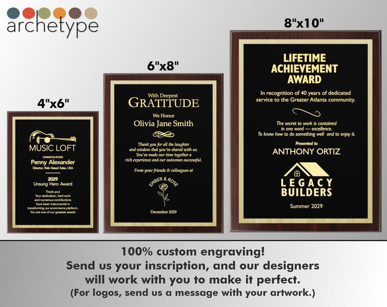 APEX/CLASSIC | Plaque | Multiple Sizes | Custom Engraved Award | Recognition | Appreciation | Black | No Engraving Fee image 1