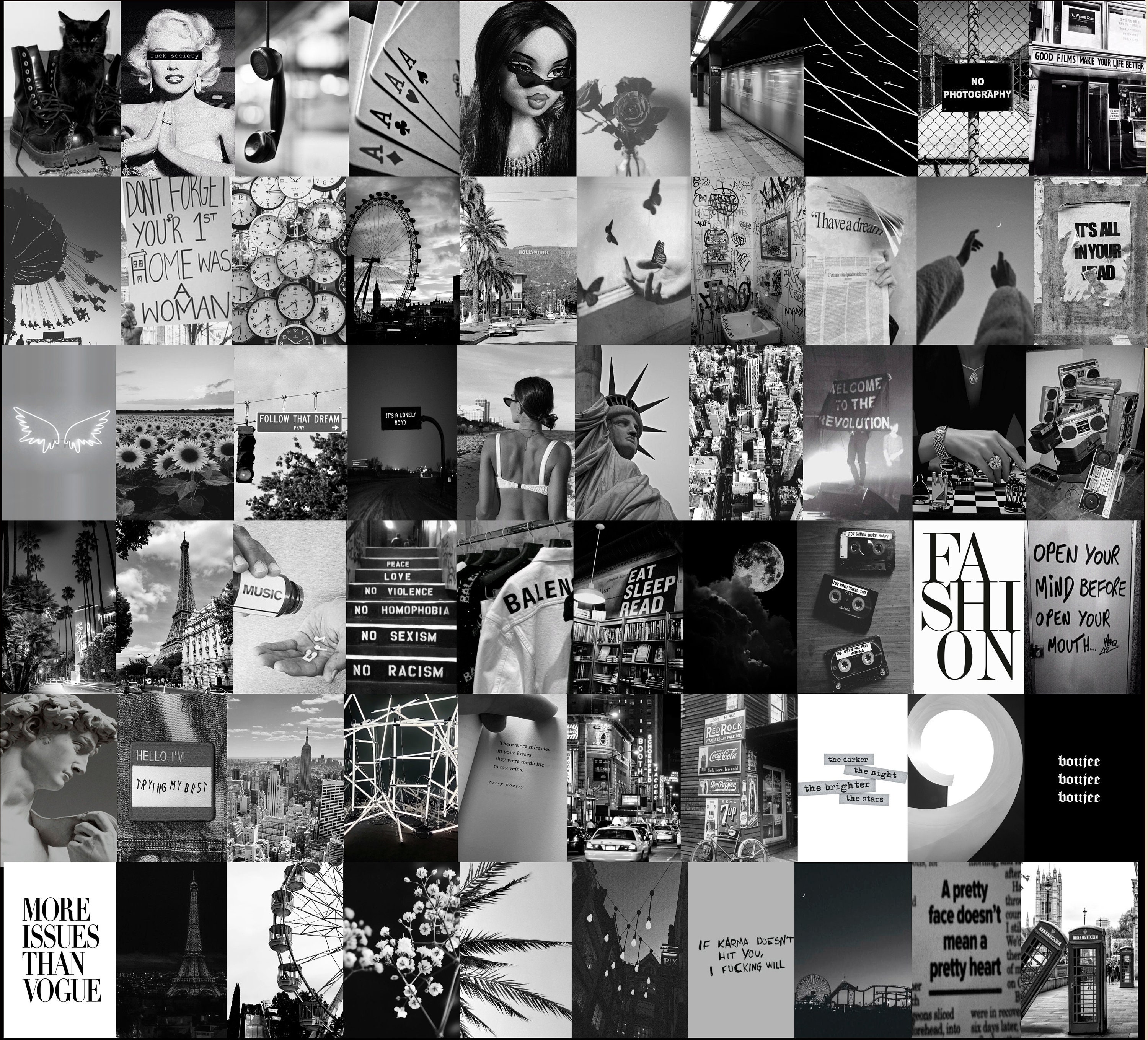 40/60pc noir AESTHETIC Wall Collage Kit Same Day Etsy UK