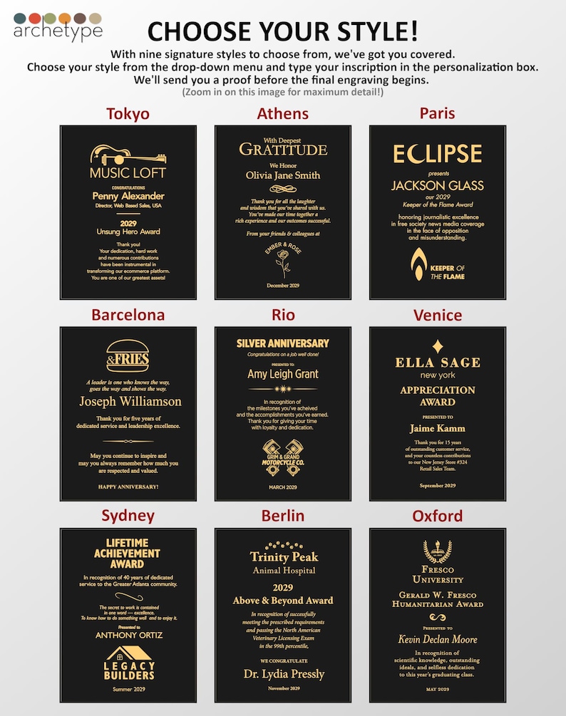 APEX/CLASSIC | Plaque | Multiple Sizes | Custom Engraved Award | Recognition | Appreciation | Black | No Engraving Fee image 2