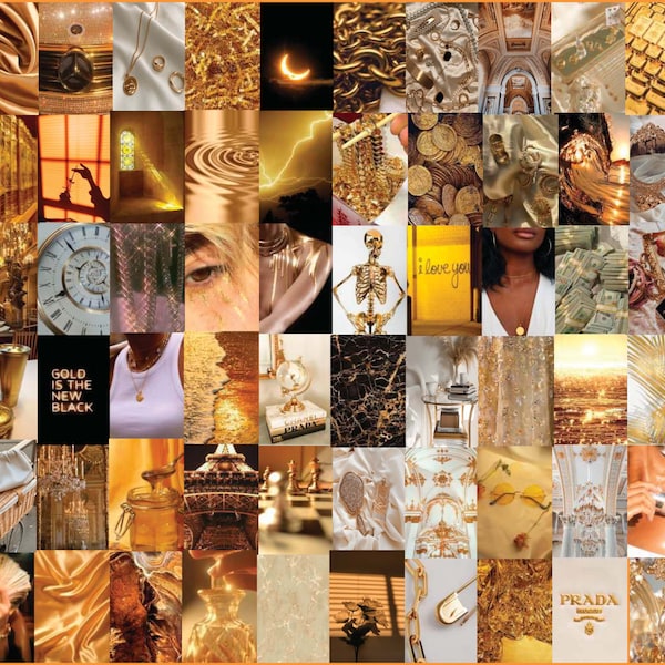 60pc "LUX GOLDEN" AESTHETIC Wall Collage Kit | Same Day Shipping | Dorm Room | Gift | Best Value | (4 x 6) Photo Prints