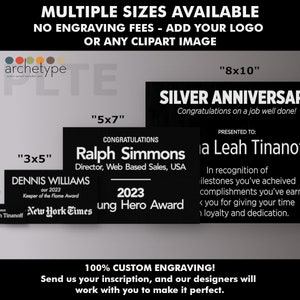 PLTE/Black (Silver Lettering) | Engraved Metal Plate | Plate | Multiple Sizes | Custom Engraving | Custom Size | No Engraving Fee