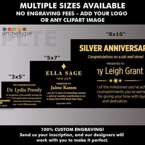 PLTE/Black (Gold Lettering) | Engraved Metal Plate | Plate | Multiple Sizes | Custom Engraving | Custom Size | No Engraving Fee