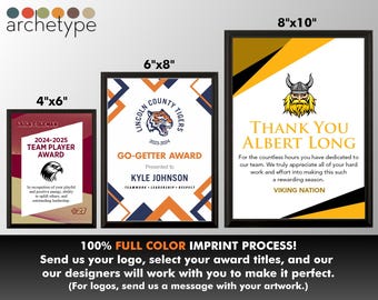 APEX/TEAMS | Sports Award | Plaque | Multiple Sizes | Custom Engraved Award | Recognition | Appreciation | Full Color | No Engraving Fee