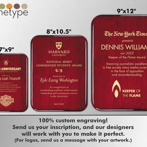 APEX/SHINE Plaques - Gold Fill Engraving | Multiple Sizes | Custom Engraved Award | Recognition | Appreciation | Rosewood