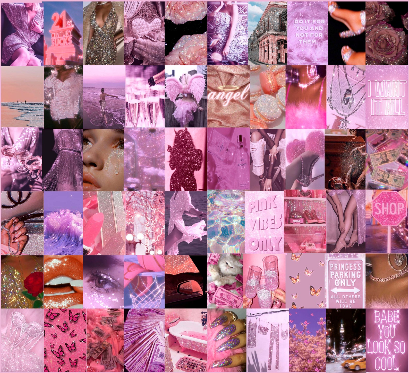 60pc PINK VSCO AESTHETIC Wall Collage Kit Same Etsy