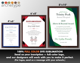 APEX/MODERN | Plaque | Multiple Sizes | Full Color | Custom Engraved Award | Recognition | Appreciation | Wood | White | No Engraving Fee