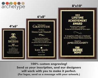 APEX/CLASSIC | Plaque | Multiple Sizes | Custom Engraved Award | Recognition | Appreciation | Black | No Engraving Fee