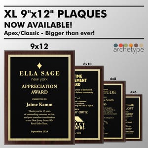 APEX/CLASSIC | Plaque | Multiple Sizes | Custom Engraved Award | Recognition | Appreciation | Black | No Engraving Fee image 4