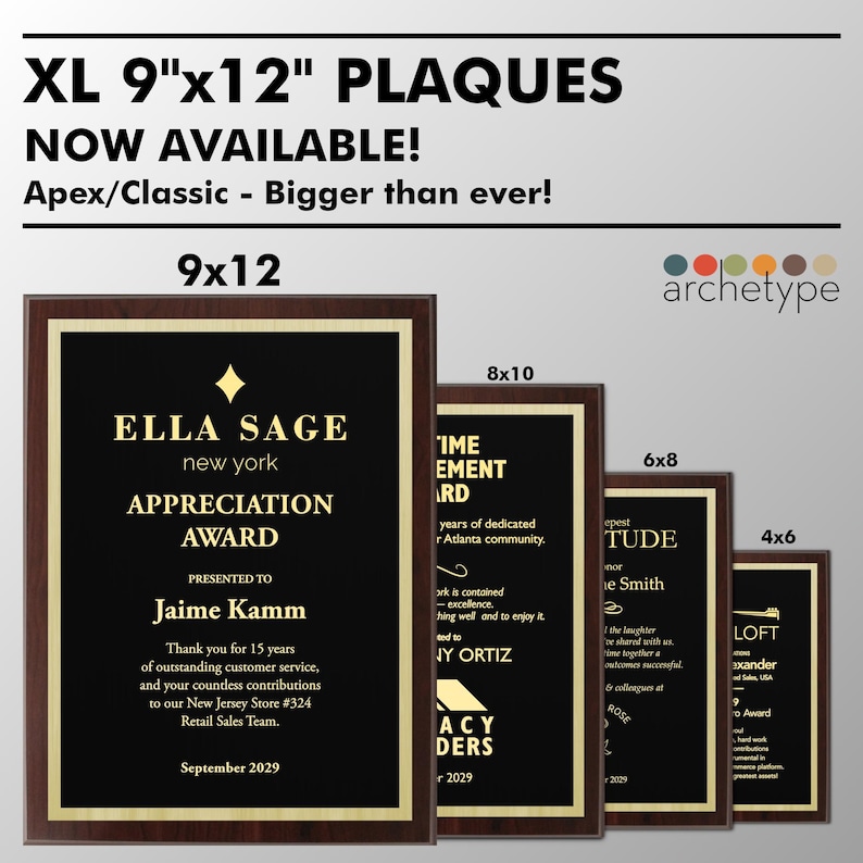 APEX/CLASSIC | Plaque | Multiple Sizes | Custom Engraved Award | Recognition | Appreciation | Black | No Engraving Fee image 4