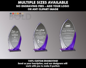 BOLD/TIDAL | Acrylic Award | Corporate Gift | Multiple Sizes | Custom Engraved Plaque | Recognition | Acrylic | No Engraving Fee