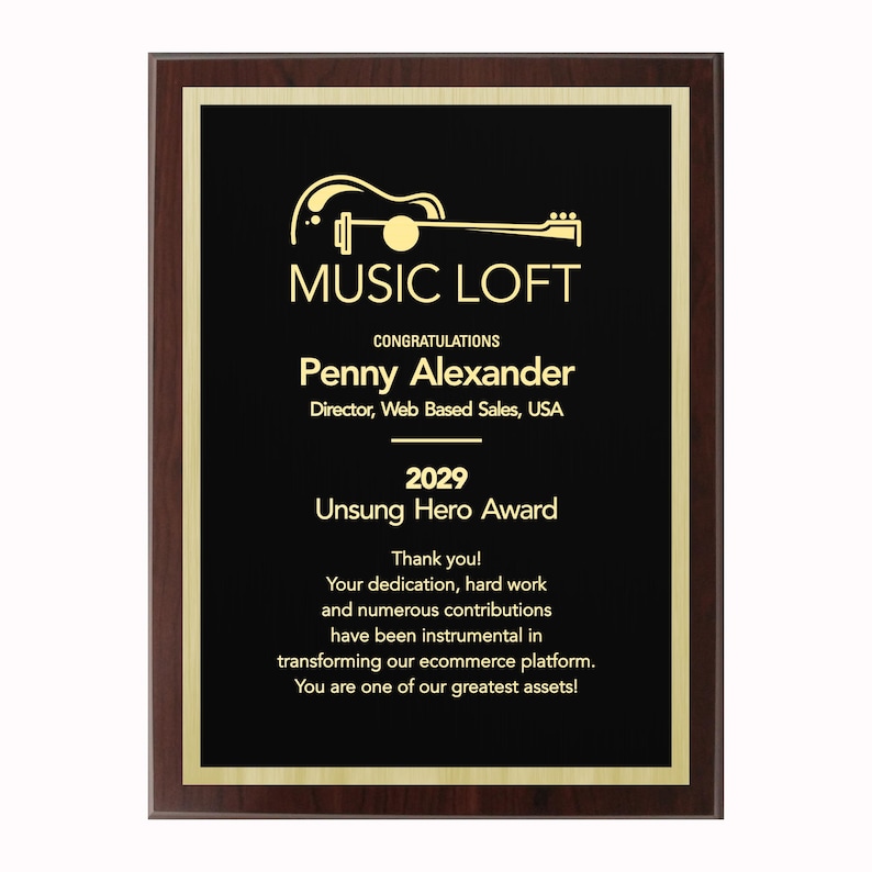 APEX/CLASSIC | Plaque | Multiple Sizes | Custom Engraved Award | Recognition | Appreciation | Black | No Engraving Fee image 8