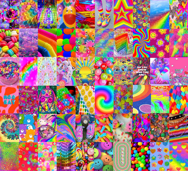 60pc kaleidoscope AESTHETIC Wall Collage Kit - Etsy