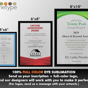 APEX/CHROMA | Plaque | Multiple Sizes | Full Color | Custom Engraved Award | Recognition | Appreciation | Black | Silver | No Engraving Fee