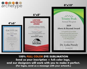 APEX/CHROMA | Plaque | Multiple Sizes | Full Color | Custom Engraved Award | Recognition | Appreciation | Black | Silver | No Engraving Fee