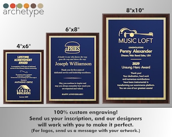 APEX/Blue | Plaque | Multiple Sizes | Custom Engraved Award | Recognition | Appreciation | Black | No Engraving Fee