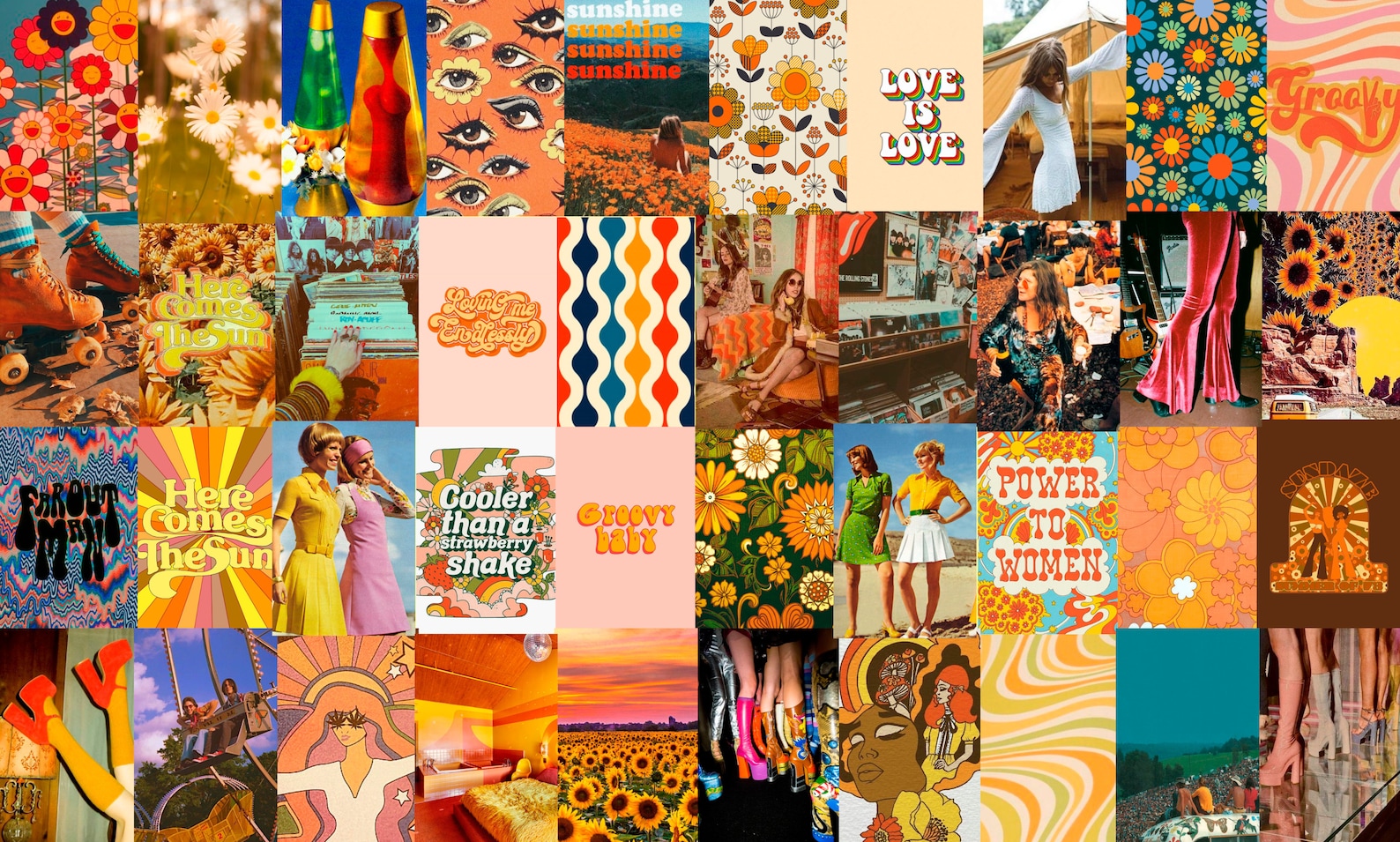 60s Aesthetic Collage Laptop Wallpaper