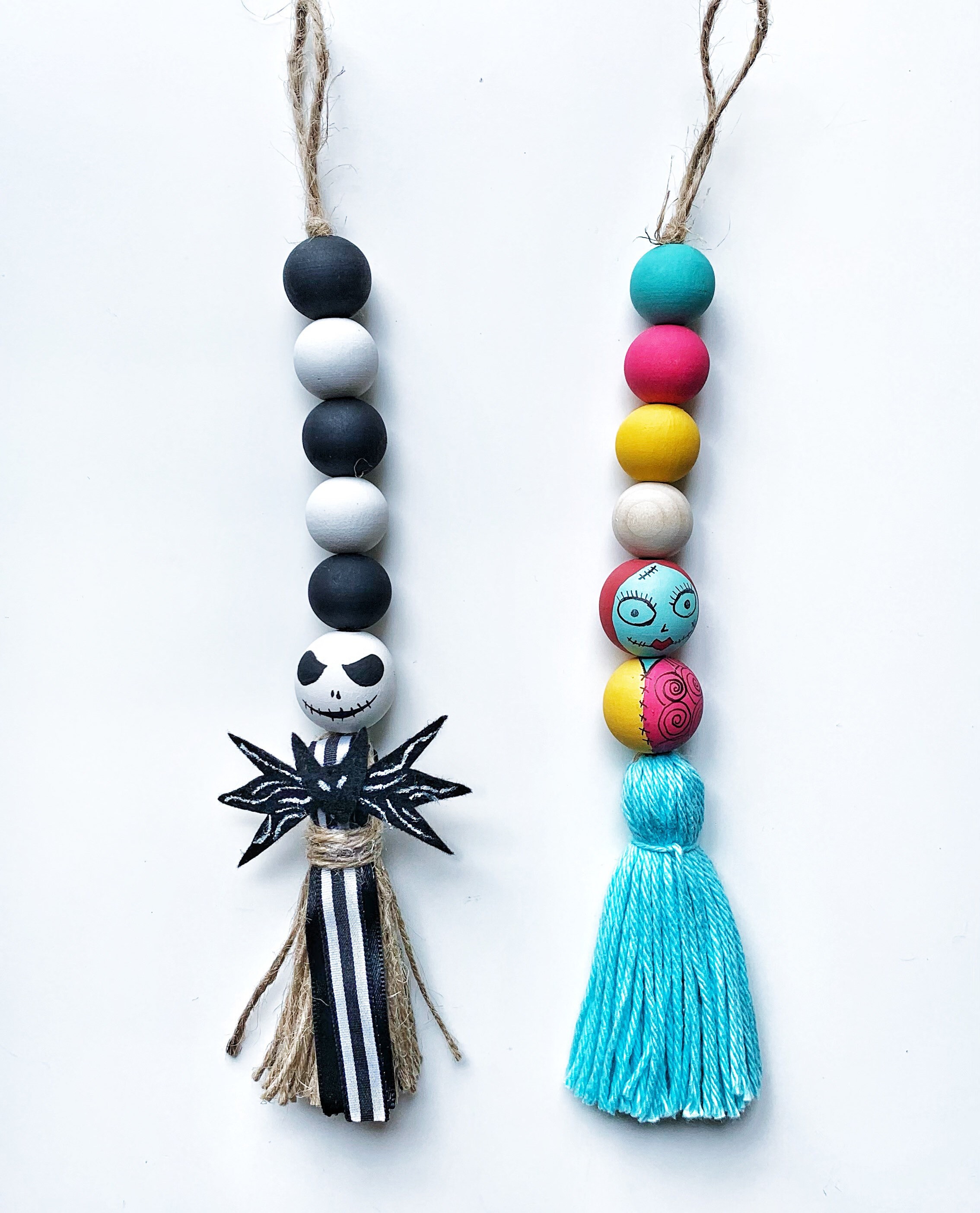 Jack and Sally Mini wood bead garland set-halloween garland-halloween…