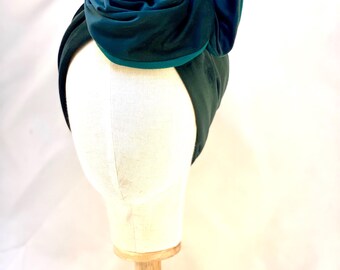 Large JP turban, fir green velvet