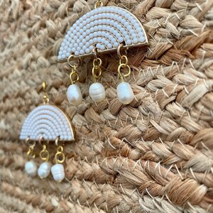 Fresh Water Pearls and White Beaded Earrings