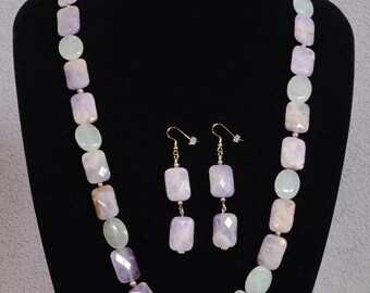 Amethyst and green stones jewelry set