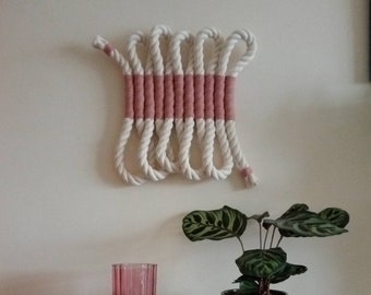 Squiggle Rope Wall Art, Fibre Art, Statement Wall Piece, Large Wall Hanging, Coastal decor, Beach house decor, nautical theme decor