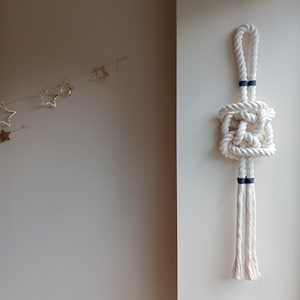 Lanyard knot, nautical decor, sailor knots, large wall art, rope art decor, coastal vibe decor, beach house art, statement wall art