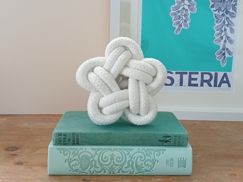 Star knot for coffee table styling, freestanding ornament, shelf decor, nautical inspired knot, natural cotton rope decor, display accent image 1