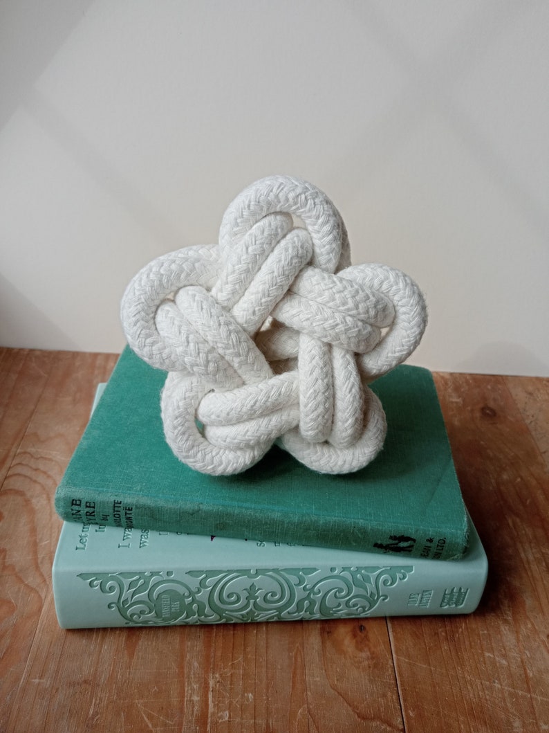 Star knot for coffee table styling, freestanding ornament, shelf decor, nautical inspired knot, natural cotton rope decor, display accent image 5