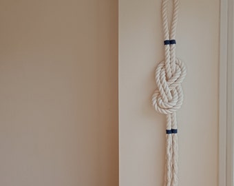 Figure 8 knot, nautical decor, sailor knots, large wall art, rope art decor, coastal vibe decor, beach house art, naval knots