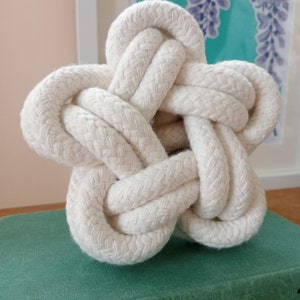 Star knot for coffee table styling, freestanding ornament, shelf decor, nautical inspired knot, natural cotton rope decor, display accent image 3
