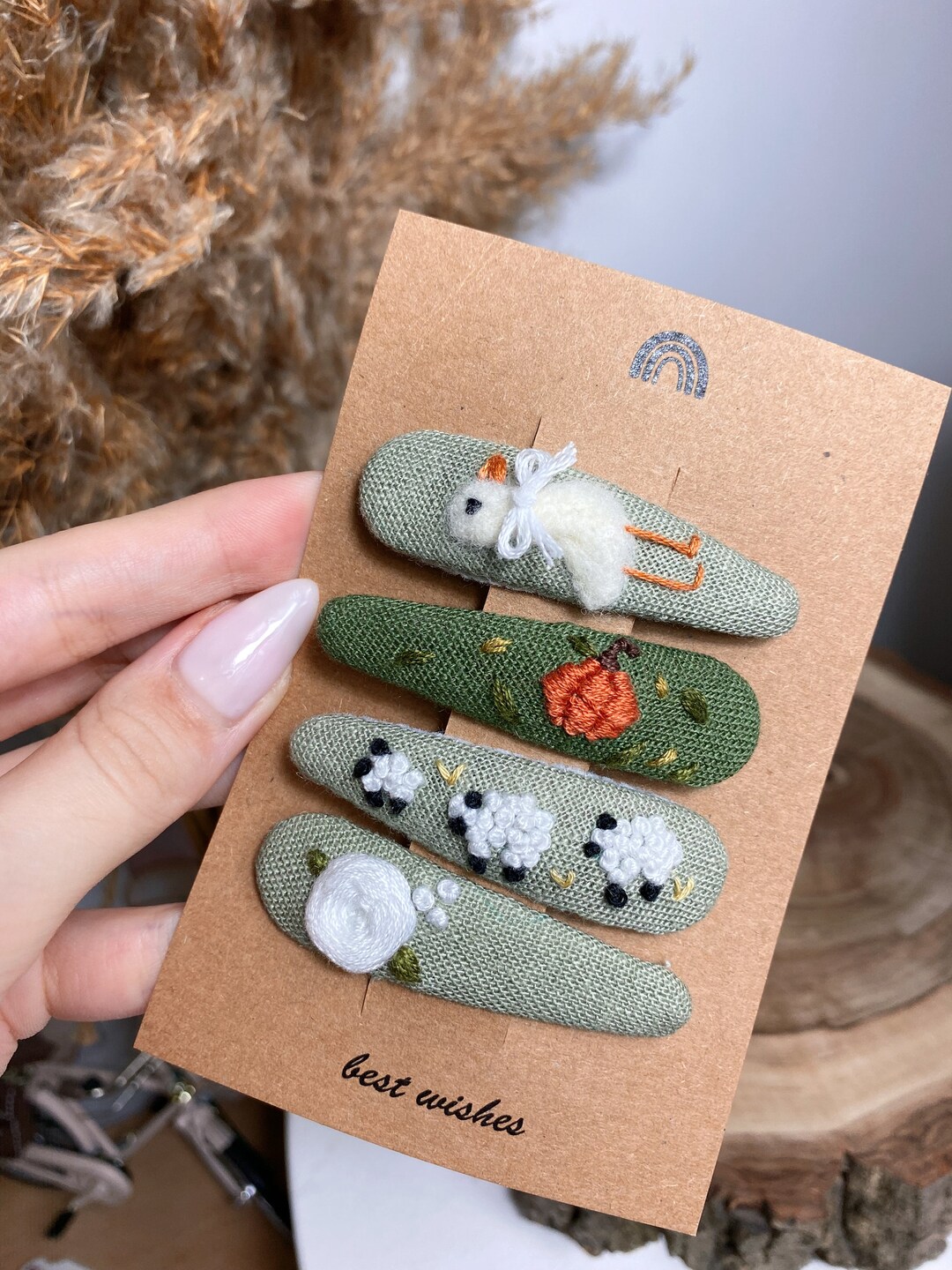 Set of 4 Embroidered Hair Clips Embroider Baby Hair Clip Etsy