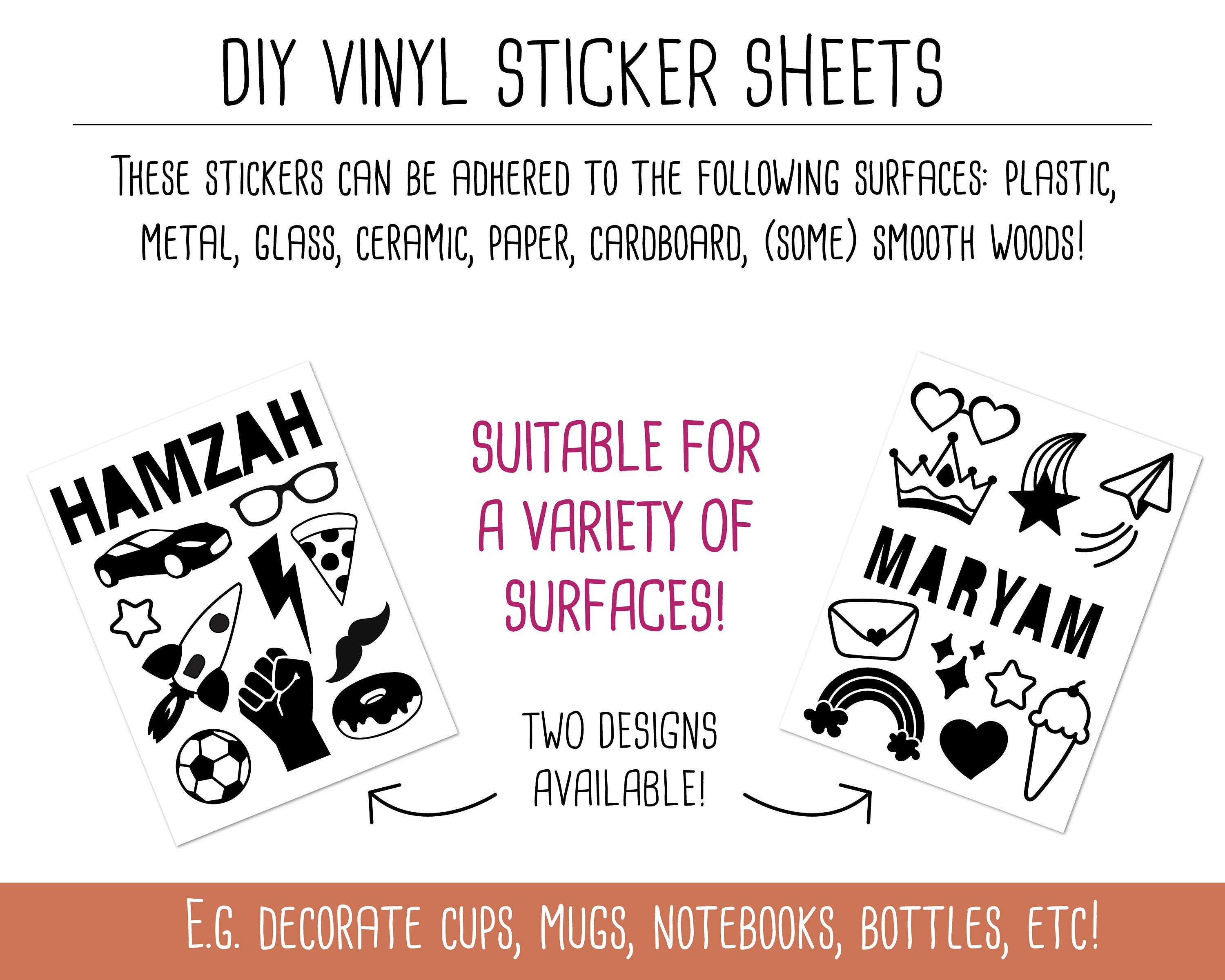 diy vinyl sticker sheet for kids personalised vinyl decals etsy