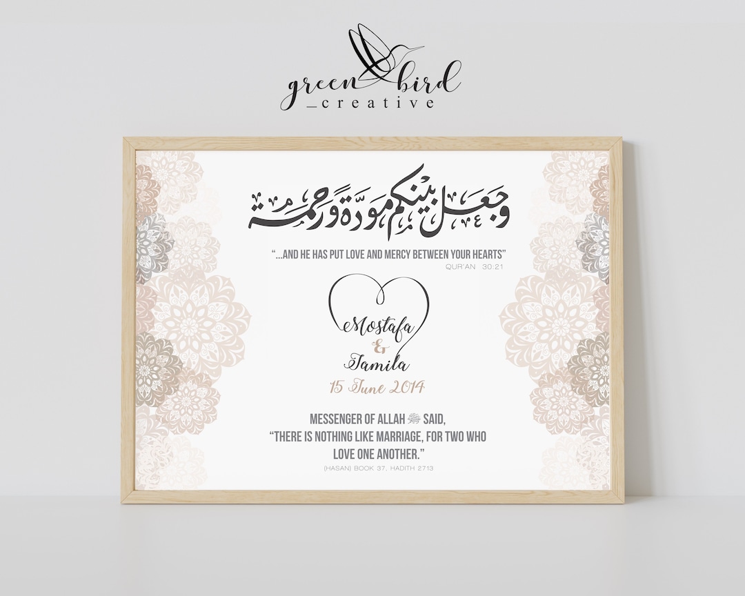 Customised Islamic Marriage Frame Muslim Couples Digital Printable Etsy
