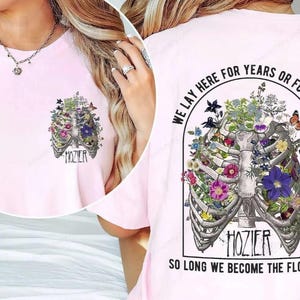 Hozier In A Week Shirt Double Sided Floral Ribcage Lyrics Tee