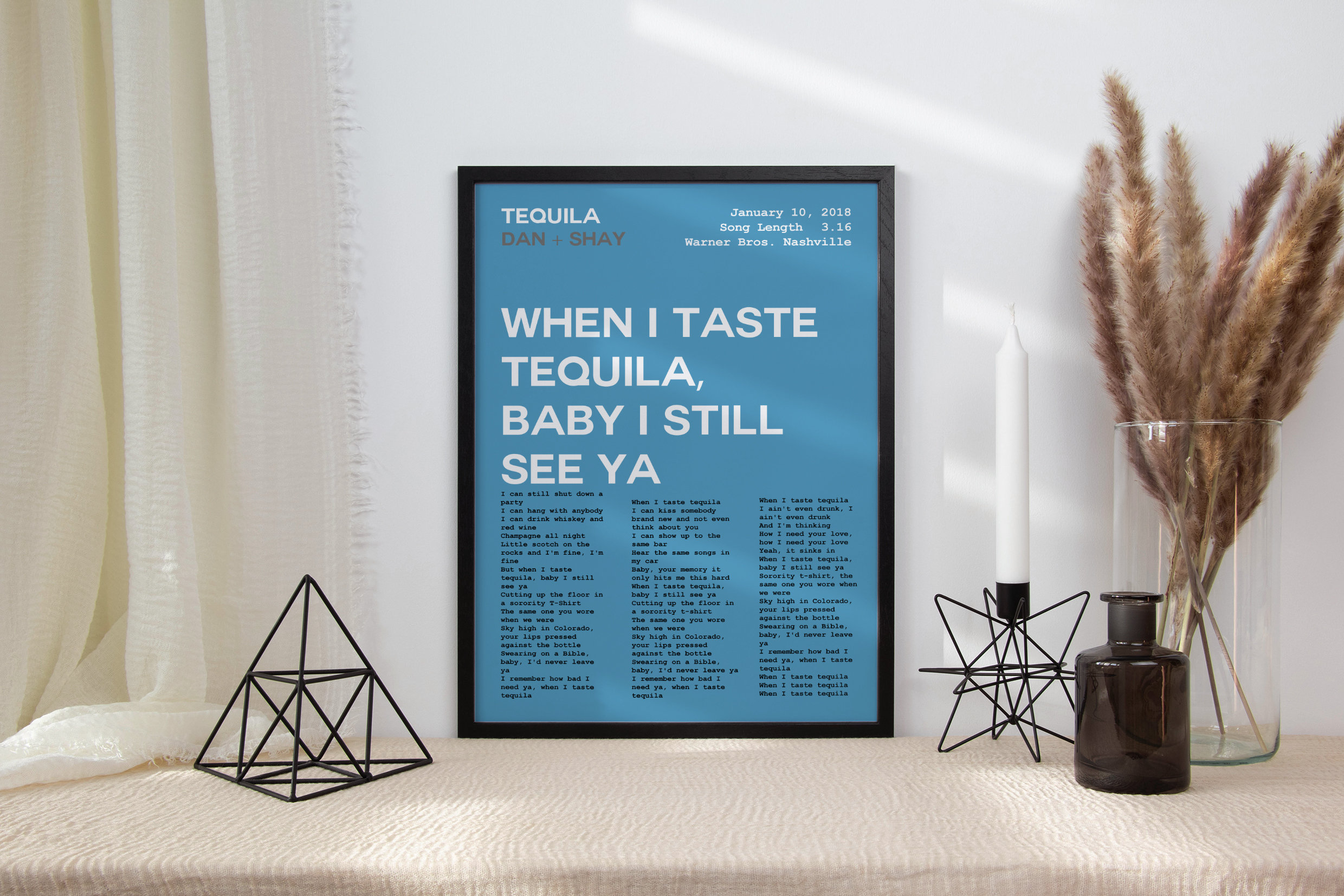 Dan Shay Poster Tequila Poster Tequila Lyrics Dan Shay Etsy