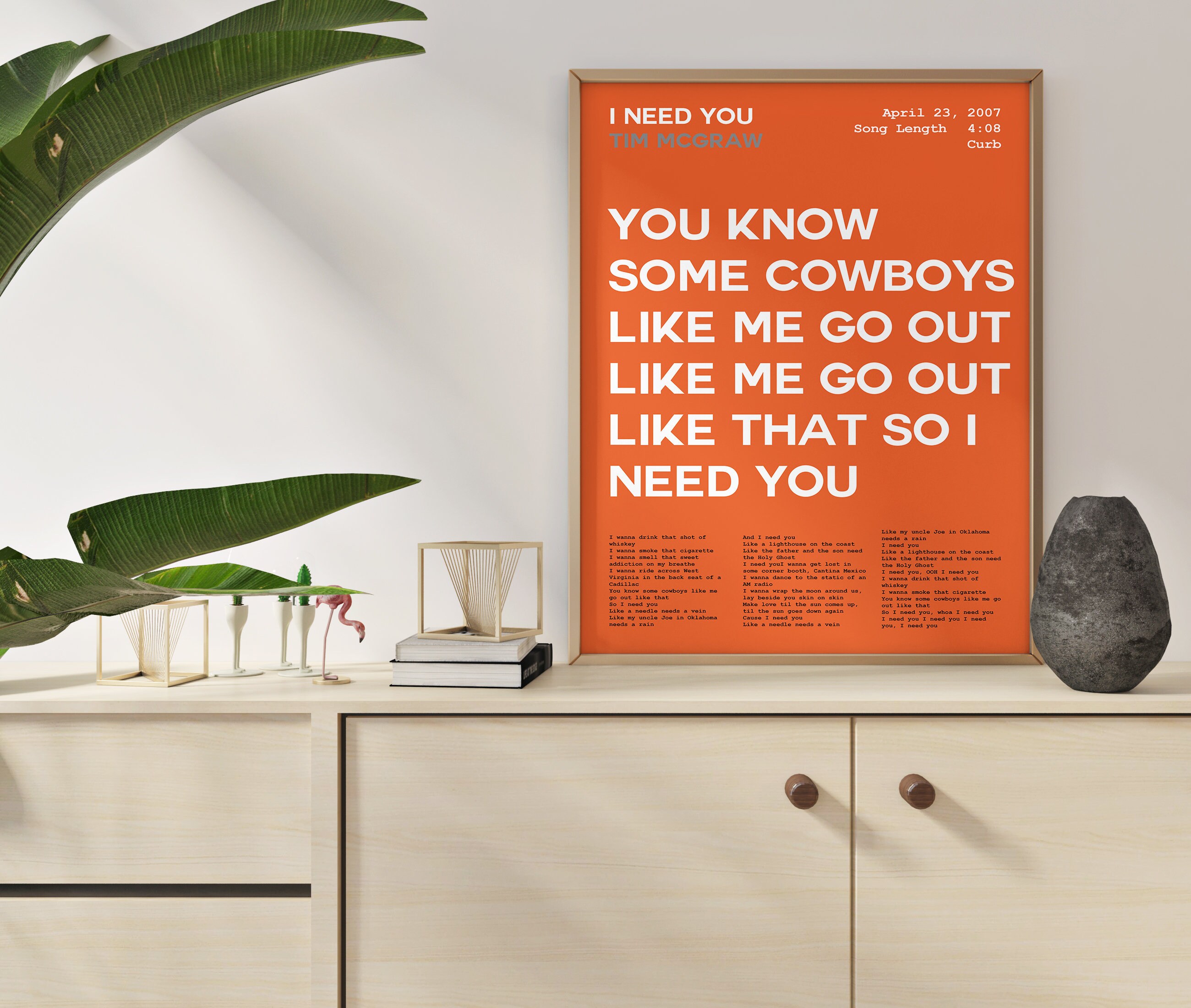 I Need You Poster Tim McGraw Poster I Need You Lyrics Music | Etsy