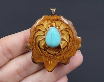 Turquoise Pinecone Pendant Necklace