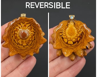 Reversible with Puddingstone/Opal Natural Pinecone Pendant Necklace - Read Item Description