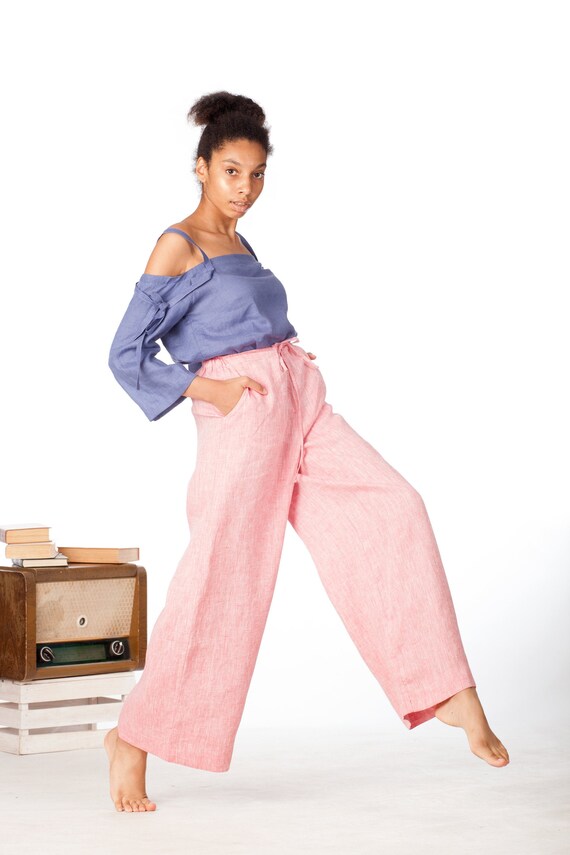 linen high rise pants