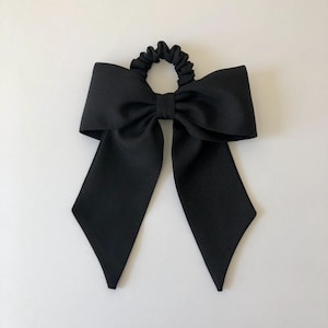 Kimono Silk Bow Barrette: Large Vintage Japanese Hair Clip, Hair Tie, Black Silk