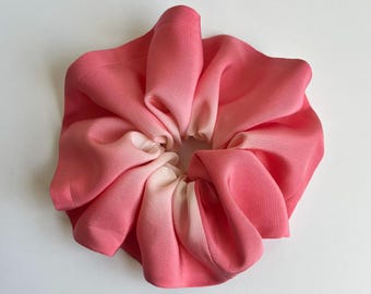 Kimono Silk Scrunchie: Hair Tie, Vintage Fabric, Pink Cream Ombré Silk