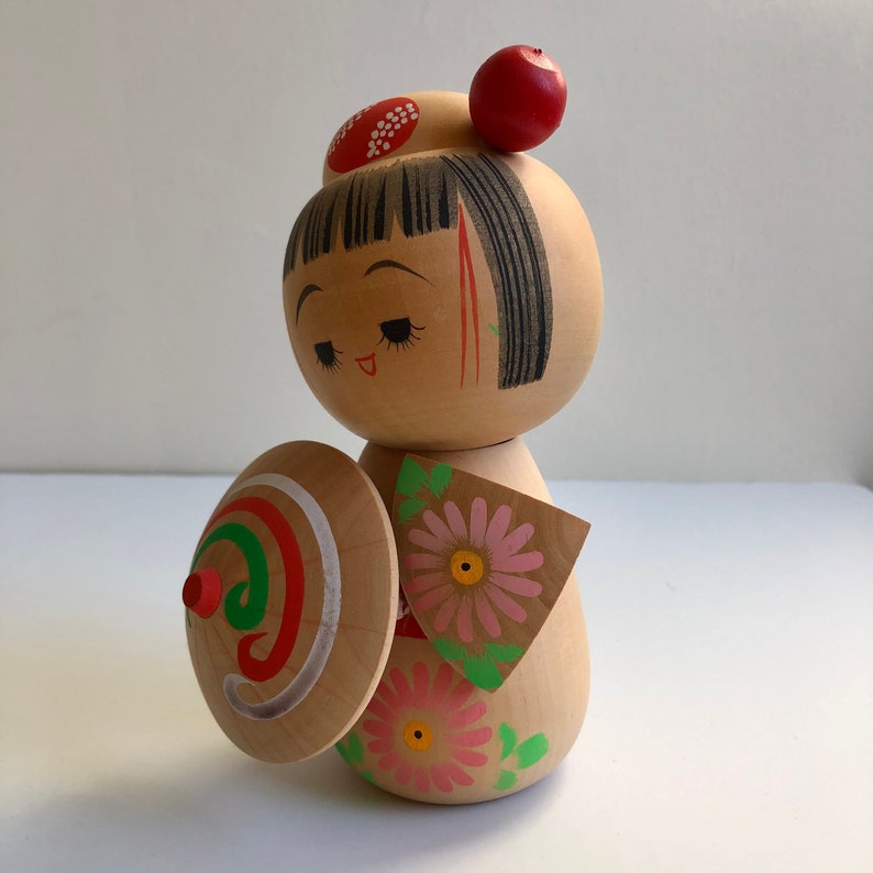 Kokeshi Doll Vintage Japanese Wooden Doll Umbrella and Etsy