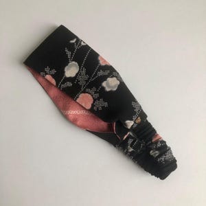 Elegant unique Kimono fabric Japanese Headband - Red and Black Japanese Matsuri Festival Happi Kimono Hanten Red w  main image 2