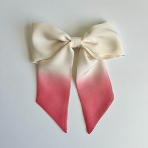 Kimono Silk Bow Barrette: Large Vintage Japanese Hair Clip, Hair Tie, Cream to Pink Ombré Silk