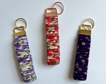 Kimono Fabric Key Fob: Japanese Cotton Wristlet Keychain