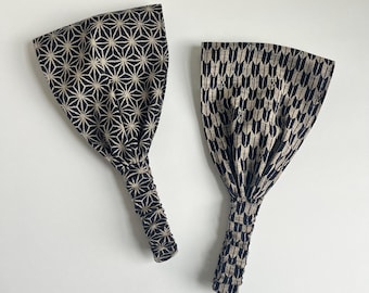 Diadema de algodón japonesa: ancha, estilo bohemio - Diadema unisex para hombre. Elige entre hojas de cáñamo Asanoha azul marino/beige o flechas.