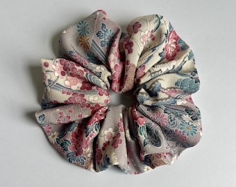 Kimono Silk Scrunchie: Hair Tie, Vintage Fabric, Floral Silk