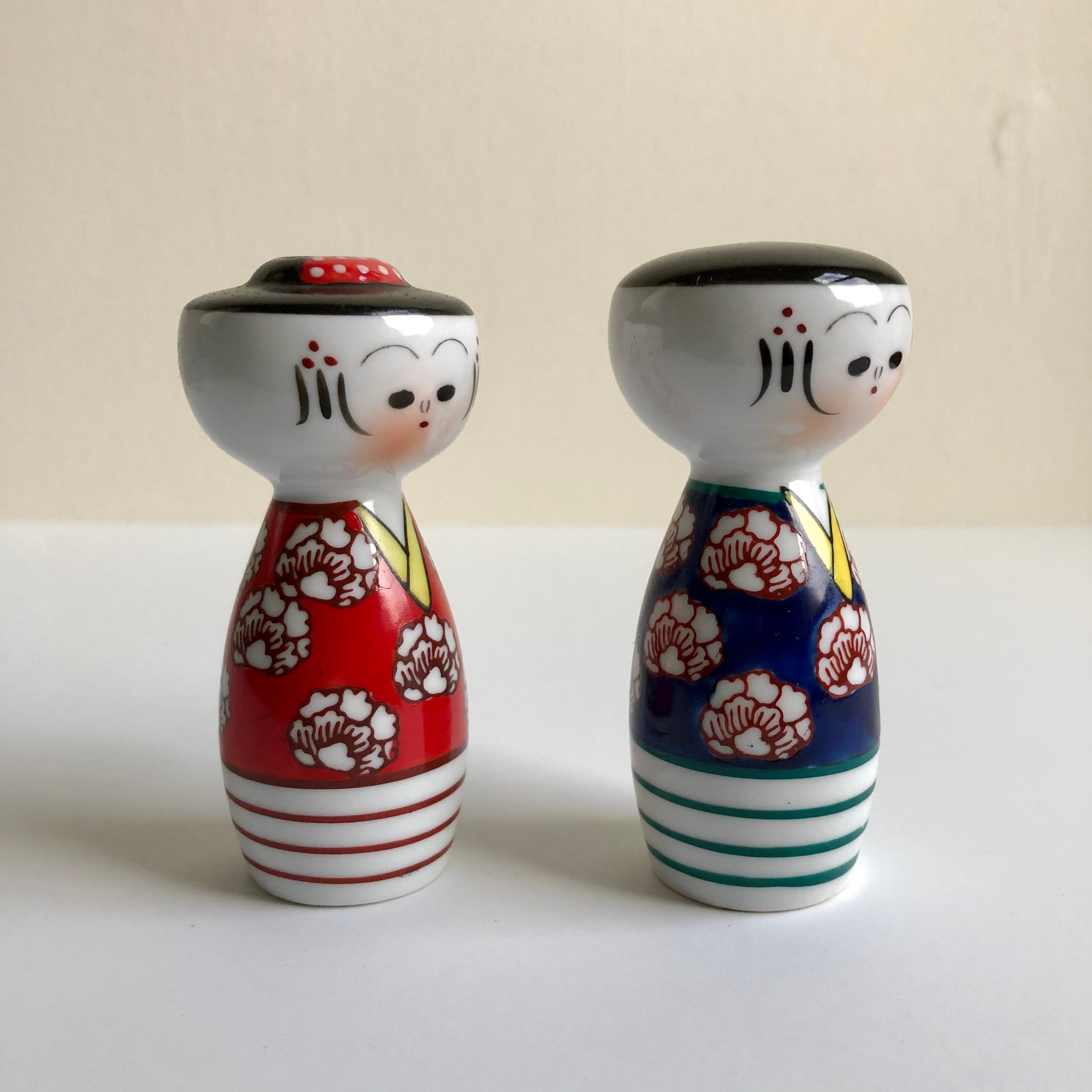 Vintage Kokeshi Salt & Pepper Shakers Japanese Vintage Etsy